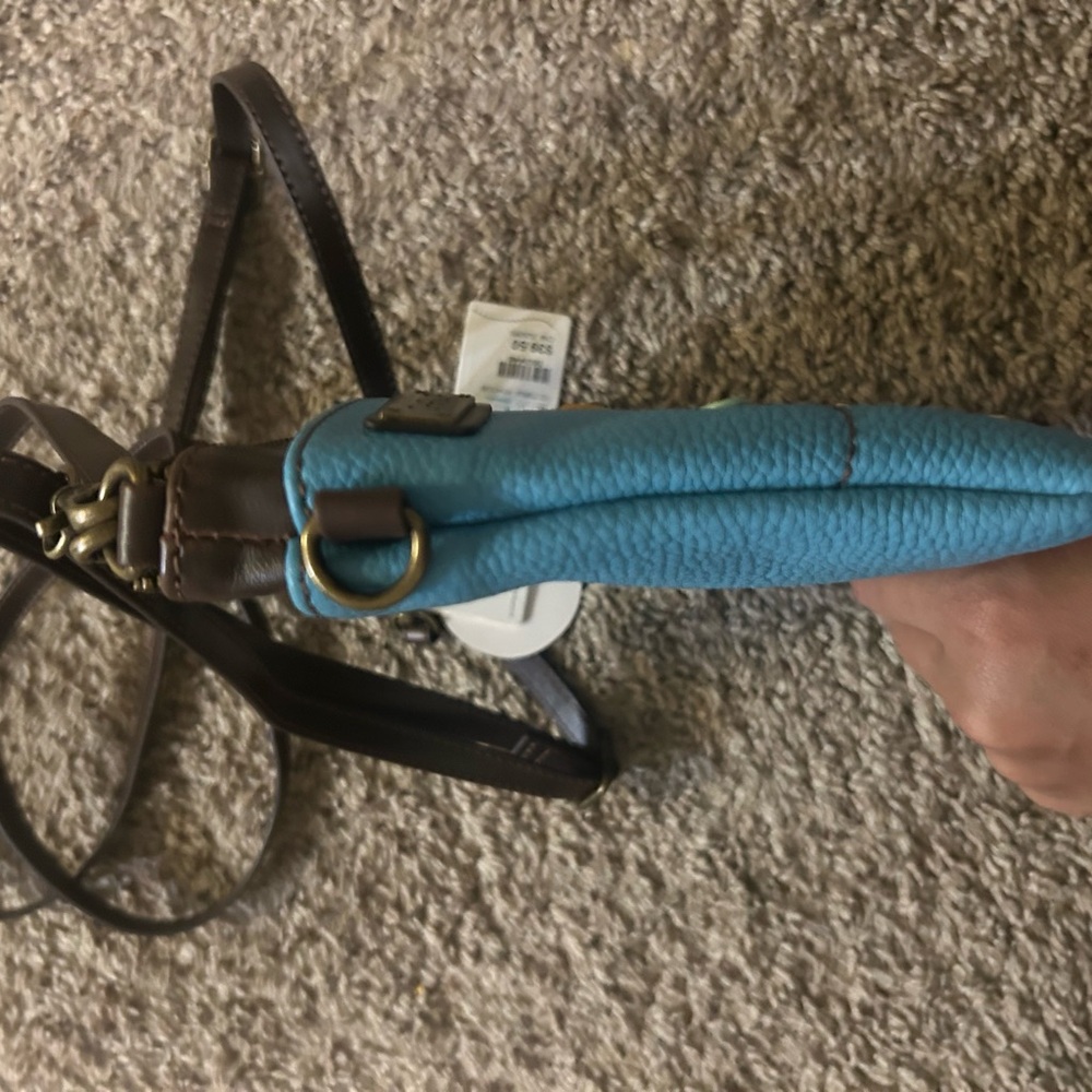 Chala Light Blue Mermaid small Crossbody Bag with Brown Trim - Picture 11 of 11